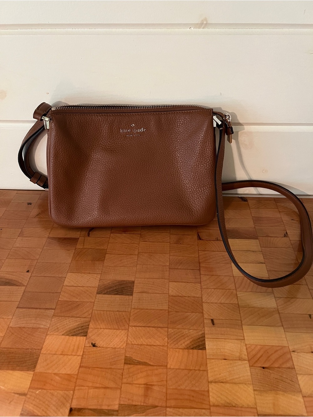 kate spade Chestnut Brown Pebbled Leather Crossbody Bag